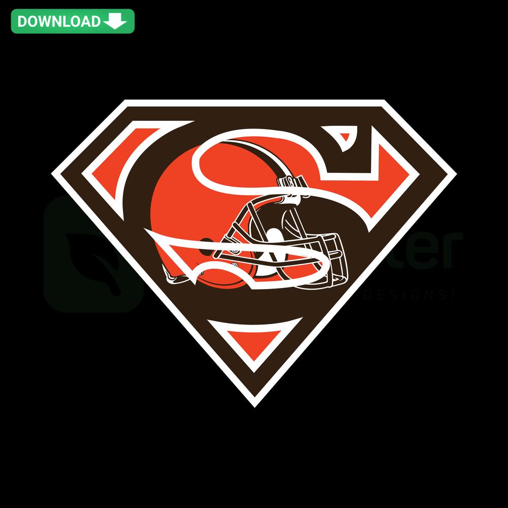 Superman Cleveland Browns themed SVG design, high-resolution logo with Superman symbol in Browns colors, digital download.