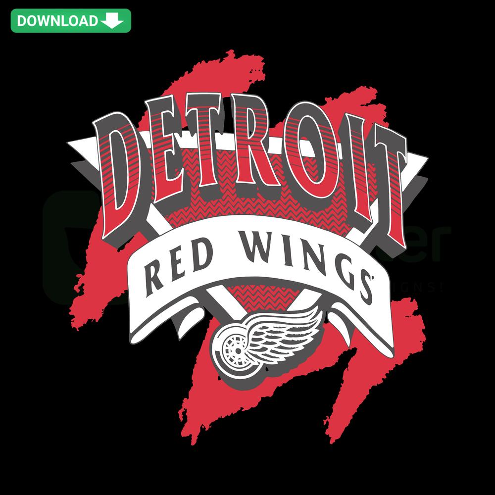 Detroit Red Wings Vintage Hockey SVG, Retro Design for Cricut, Digital Download, Classic Red Winged Wheel Logo