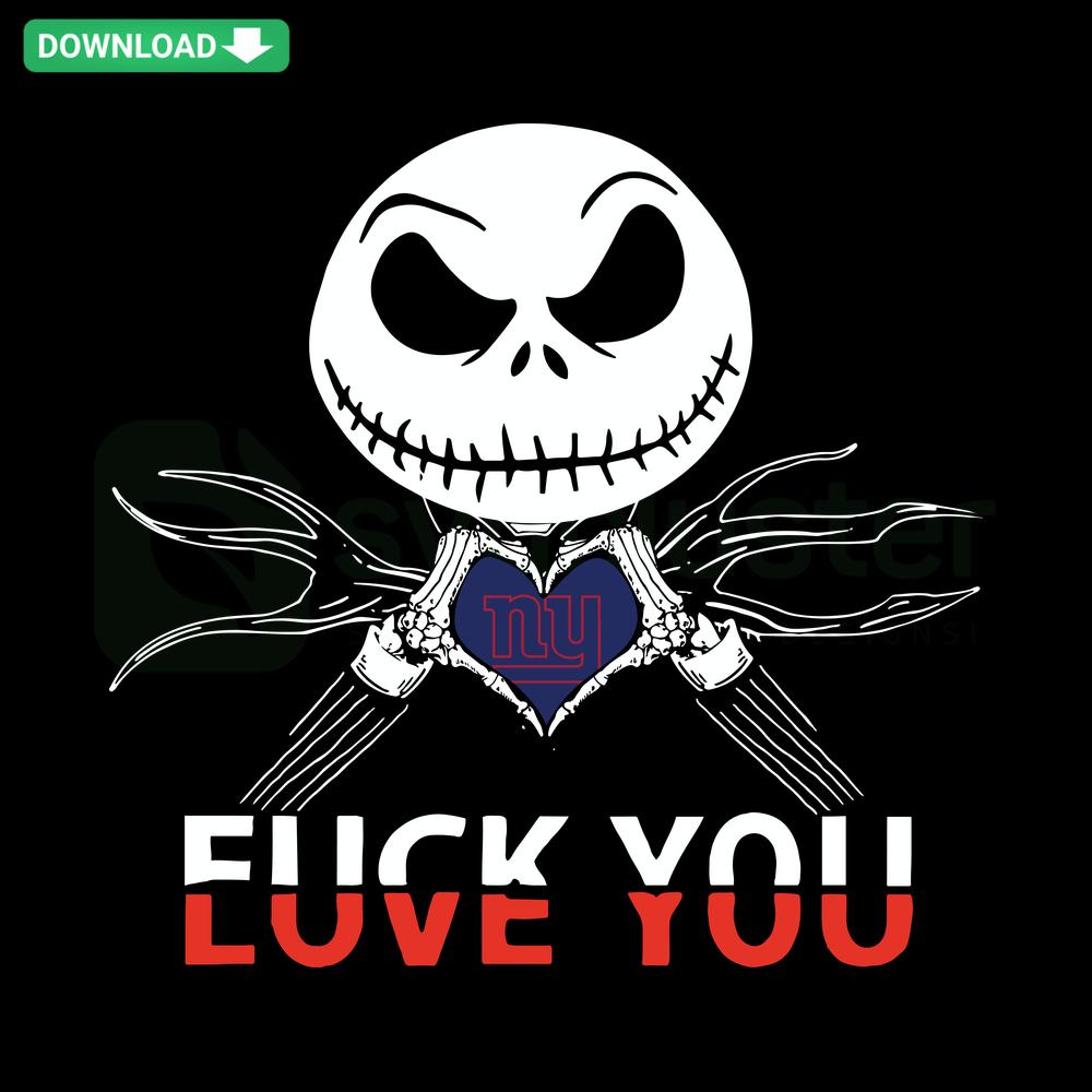 Jack Skellington in New York Giants attire, Halloween SVG, perfect for scrapbooking and crafting projects.