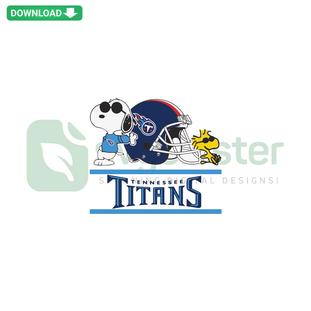 Tennessee Titans Snoopy Woodstock SVG: Cartoon duo in Titans gear, ideal for fans, printable DIY crafts, and digital design projects.