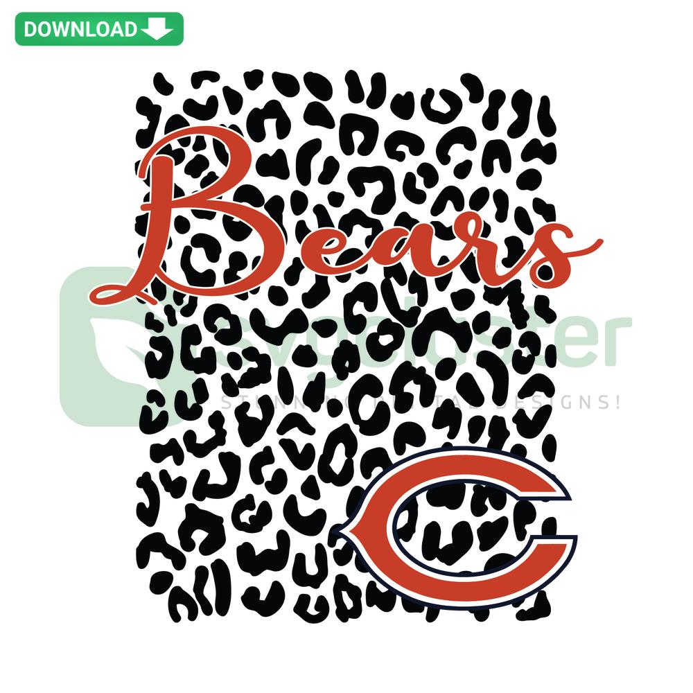 Chicago Bears Leopard Spirit SVG with team logo, animal print, perfect for Cricut crafting, digital download, NFL fan designs.