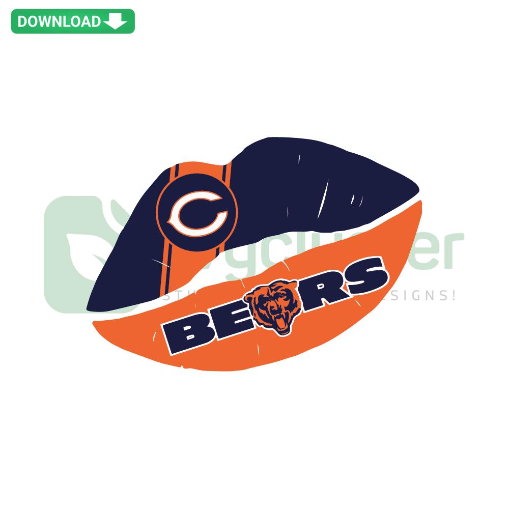 Chicago Bears Lips SVG Cricut Digital Download, featuring unique lips design with team colors for crafting projects.