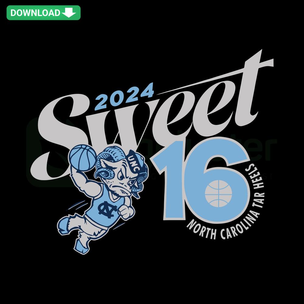 North Carolina Tar Heels 2024 Sweet 16 NCAA SVG; Craft Patterns, Team Logo Design, DIY Sports Crafts, Tar Heels Fan Art.