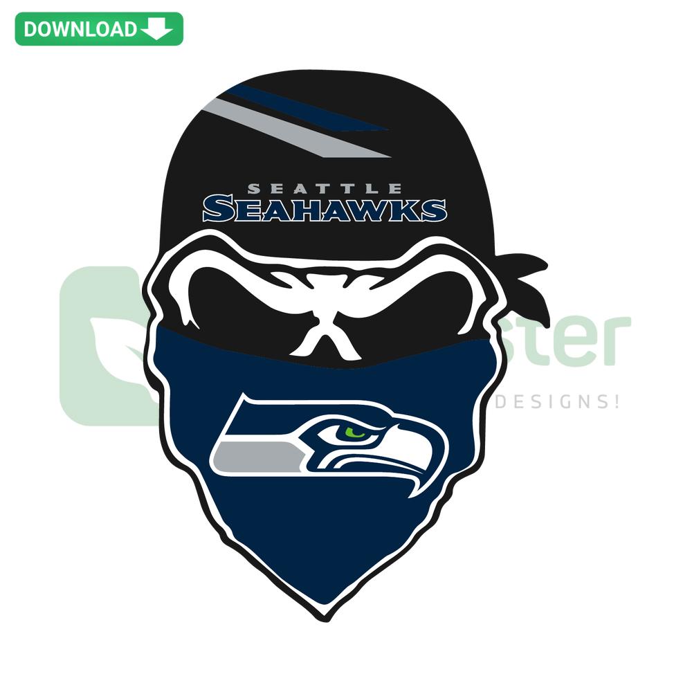 Seattle Seahawks Skull SVG design for Cricut, perfect for t-shirts; bold, edgy football fan art; digital download file.