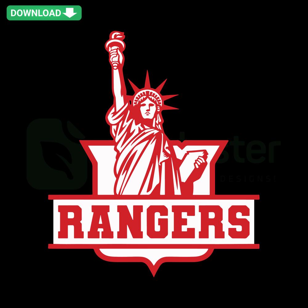 NY Rangers Statue Of Liberty SVG clip art featuring iconic team logo, ideal for digital fans; instant SVG download.