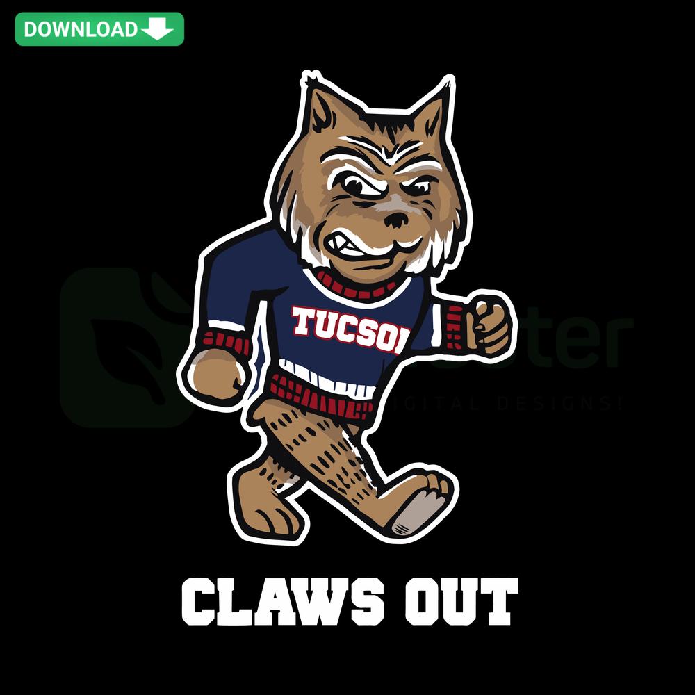 Claws Out Arizona Wildcats NCAA SVG, vector art for sports design, digital download, designer resources.