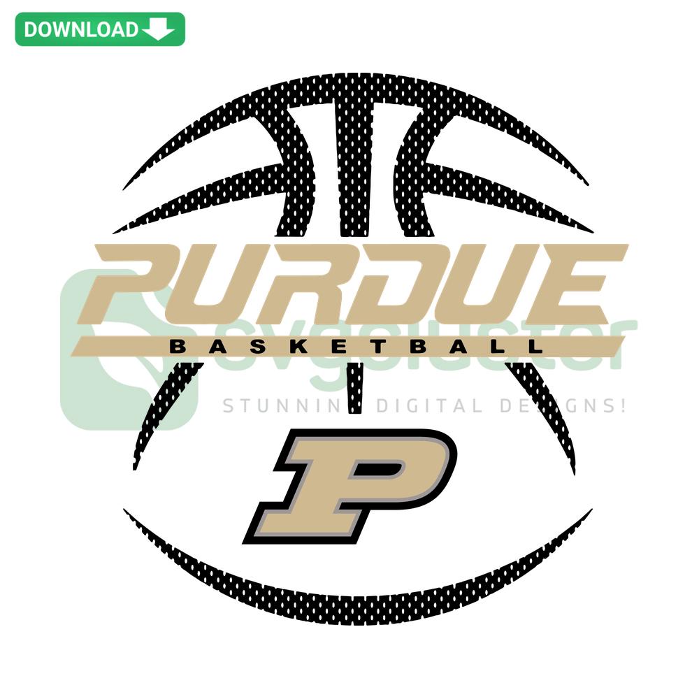 Purdue Basketball NCAA Team SVG, Editable Digital Download featuring vector graphics of Purdue Boilermakers logo design.