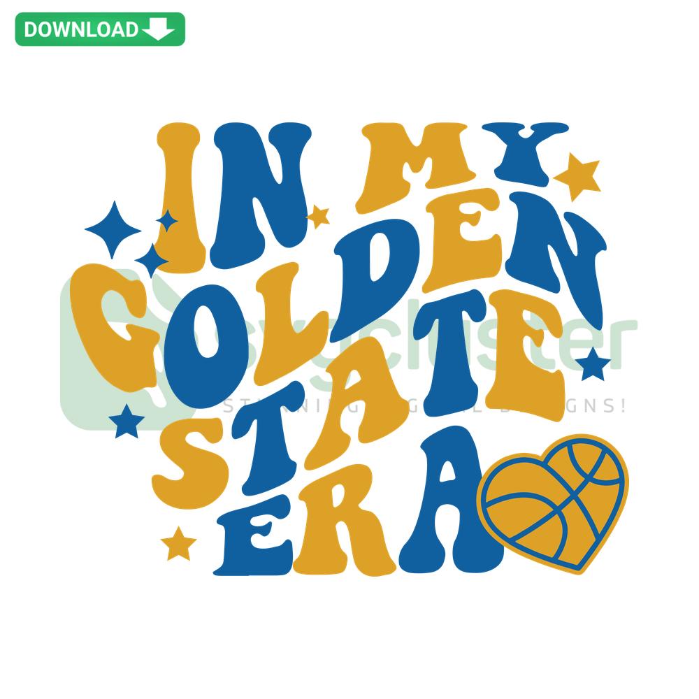 In My Golden State Era NBA Basketball SVG Template, Digital Download: intricate SVG design for cards, featuring basketball elements.