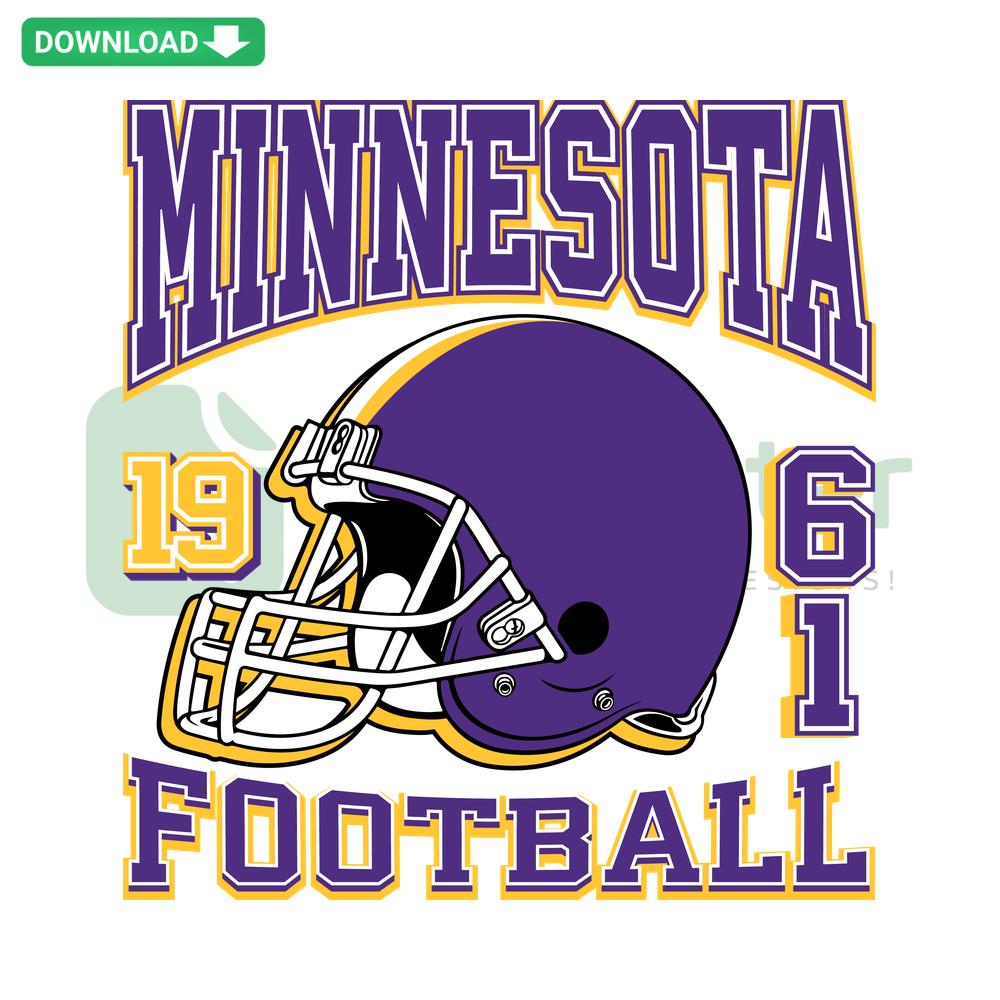 Vintage Minnesota Vikings 1961 Football Helmet SVG, classic team logo, Cricut graphic design files, retro sports digital art.