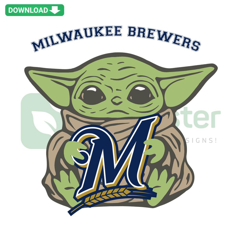Milwaukee Brewers Baby Yoda SVG, cute baseball-themed Baby Yoda design, instant download, sports fan cutting files