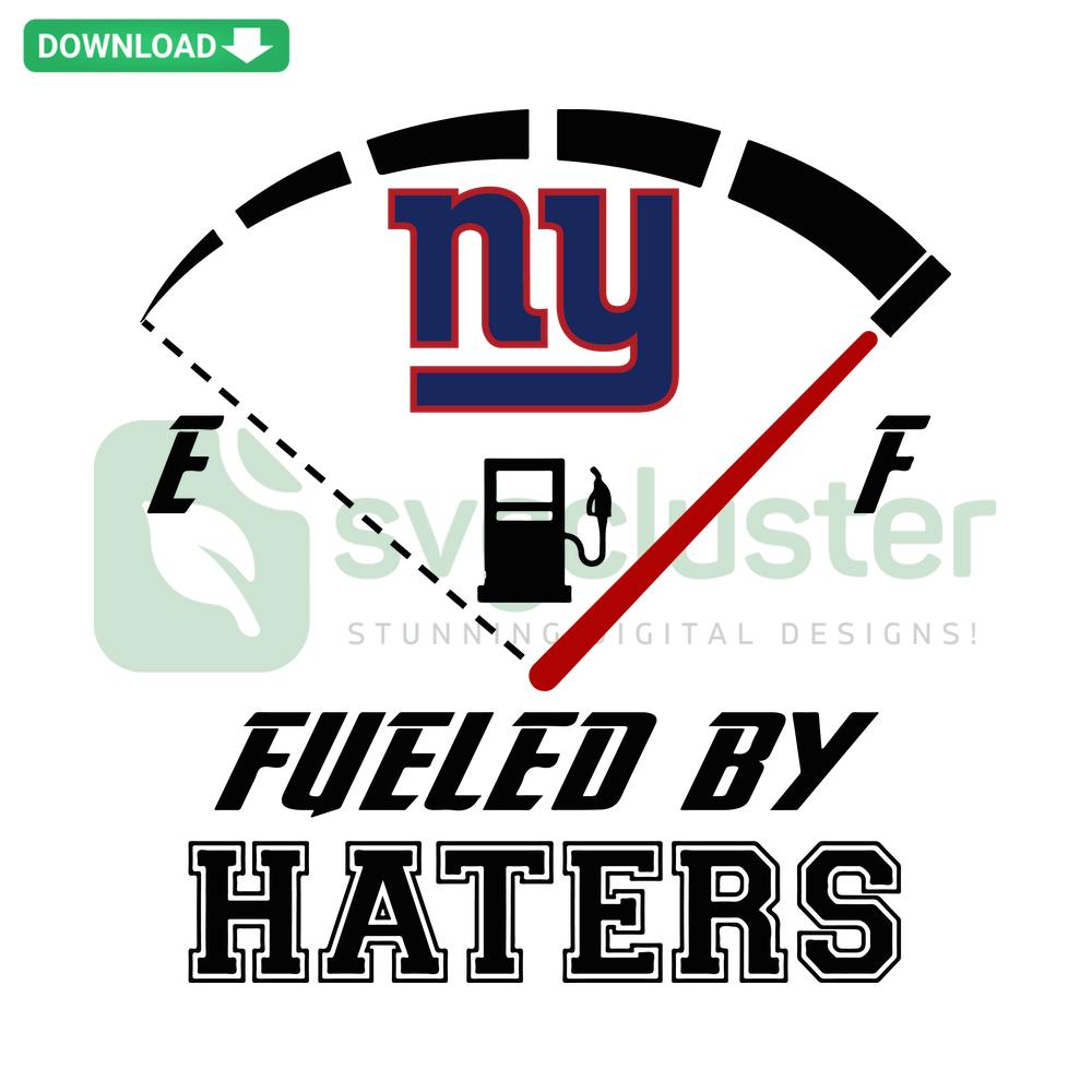 New York Giants Fueled By Haters SVG, bold blue-red typography, sports clip art, perfect for fans' digital crafting projects.