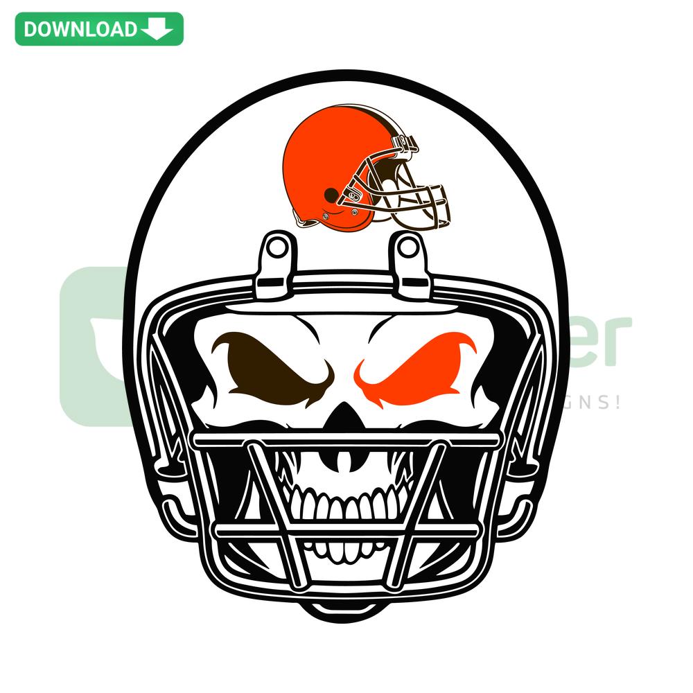 Cleveland Browns Skull Helmet SVG Cut Files, Digital Design, NFL Team Logo, Vector Art, Cricut, Silhouette, DIY Crafts