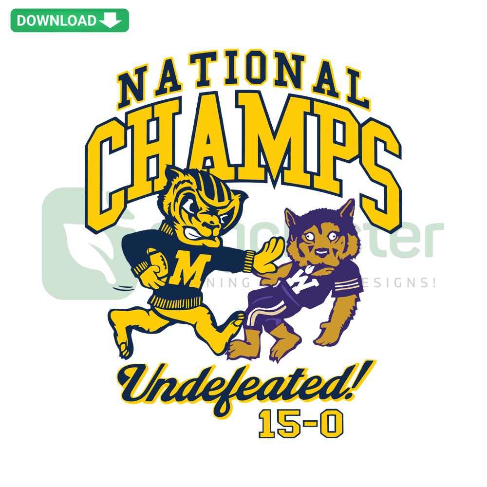 National Champs Undefeated Michigan Wolverines SVG File Collection, featuring bold team logo and championship text design.