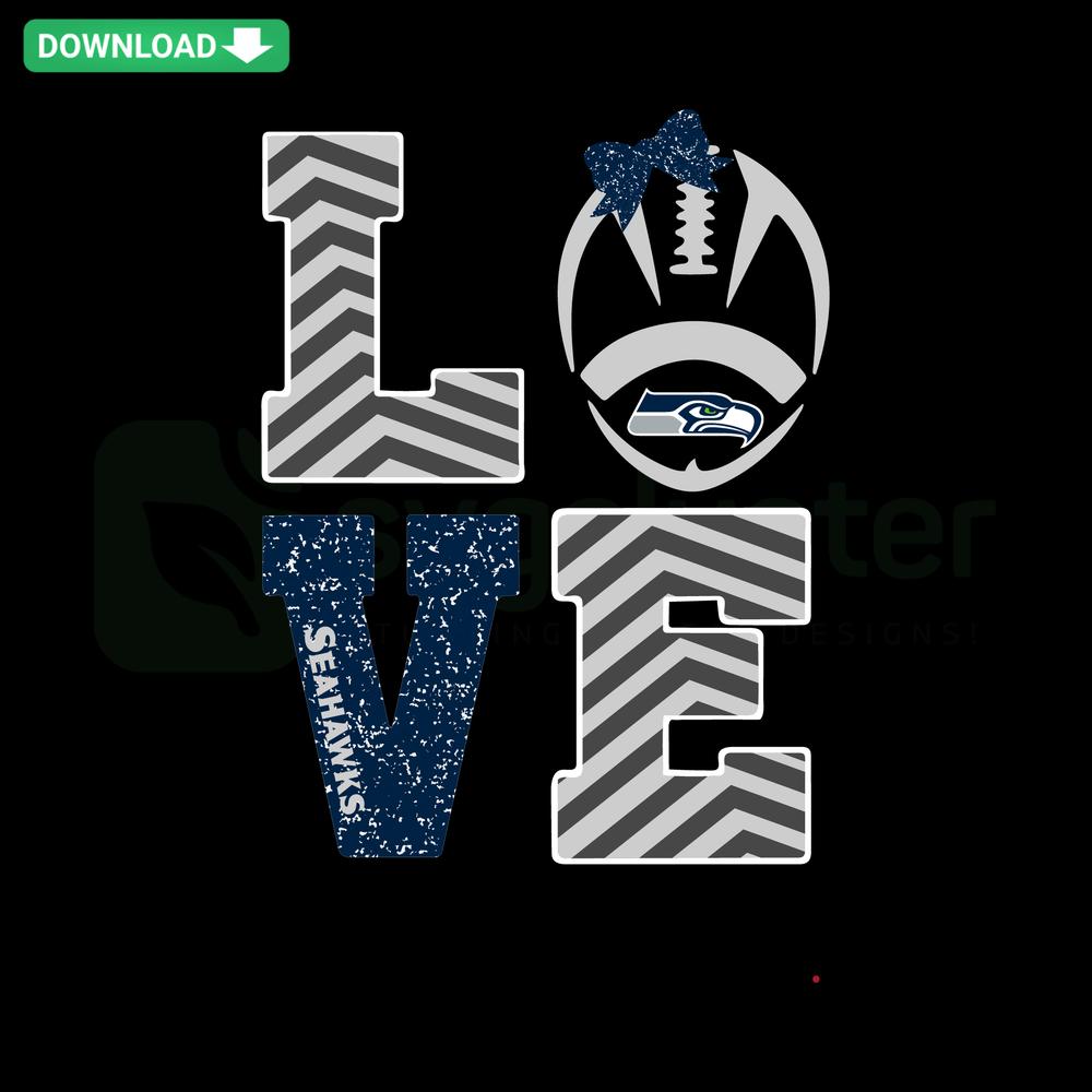 Seahawks Football SVG Download: Love in team colors, football graphic, commercial use SVG file.