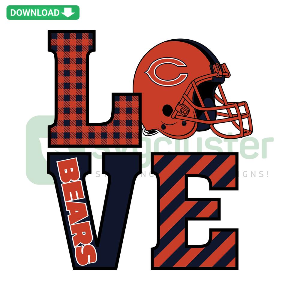Chicago Bears SVG design featuring team logo and heart motif; perfect for DIY crafts, T-shirts, and fan merchandise.
