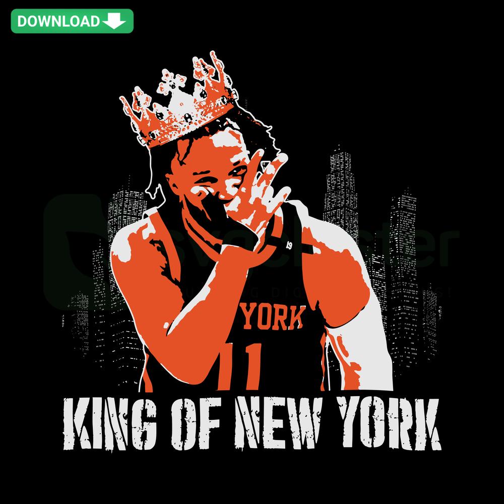New York Knicks Jalen Brunson King SVG, perfect for scrapbooking fans, features bold NBA player design and vibrant Knicks colors.