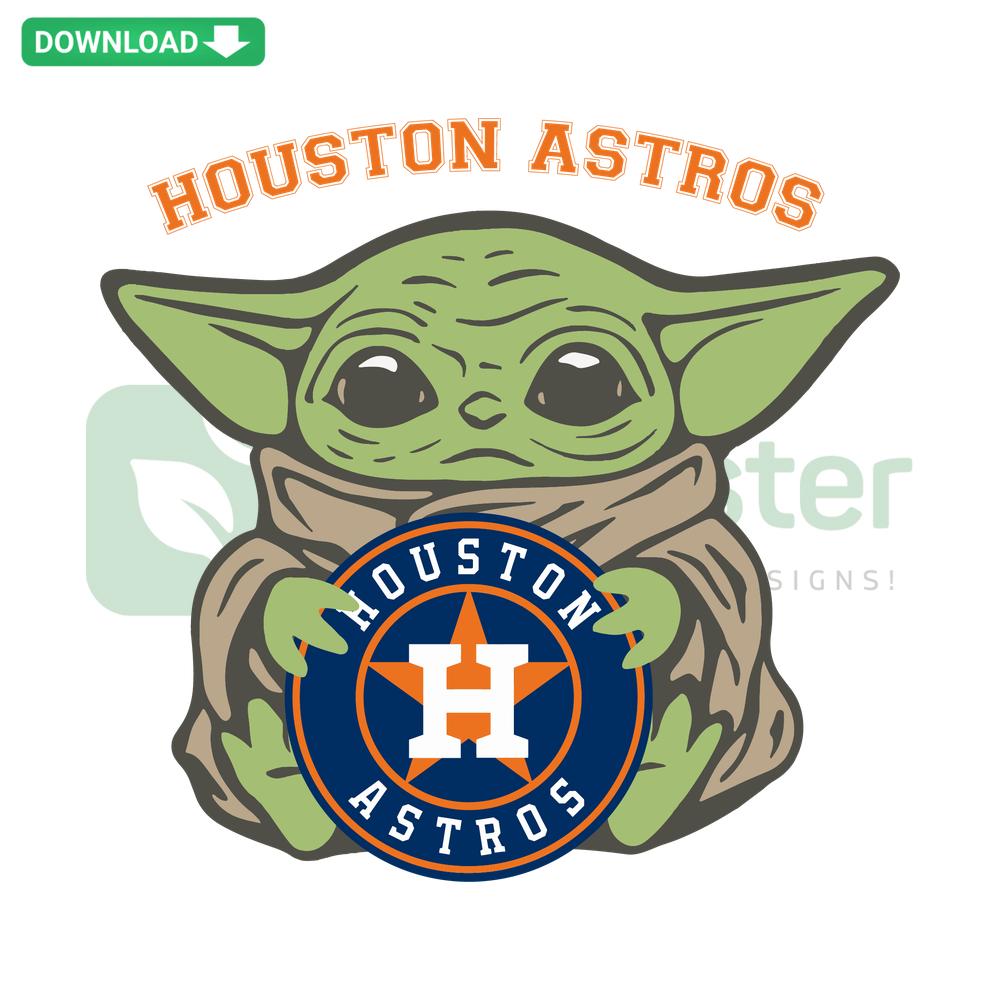 Houston Astros Baby Yoda SVG, digital download, perfect for crafting and custom designs. Adorable Yoda in Astros gear.