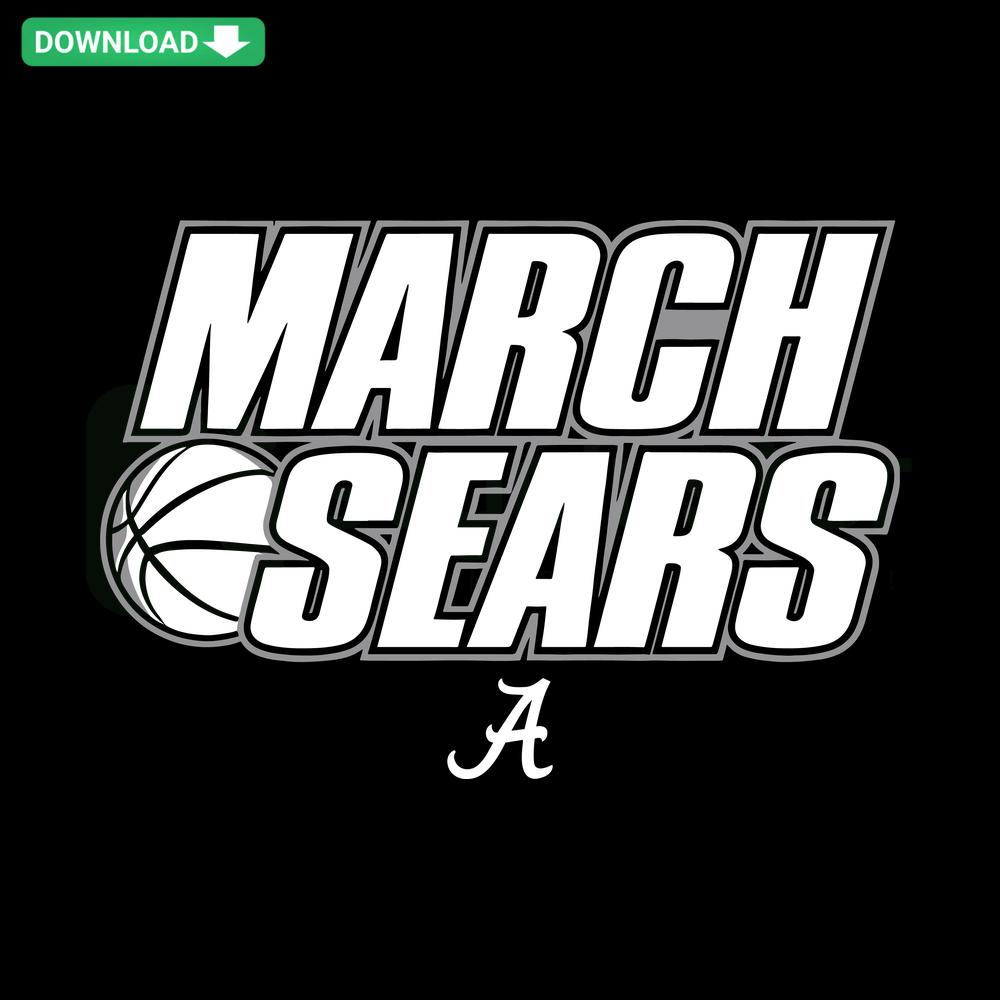 Alabama NCAA Mens Basketball Mark Sears SVG, Printable SVG Design featuring player silhouette and team logo in bold red and white.