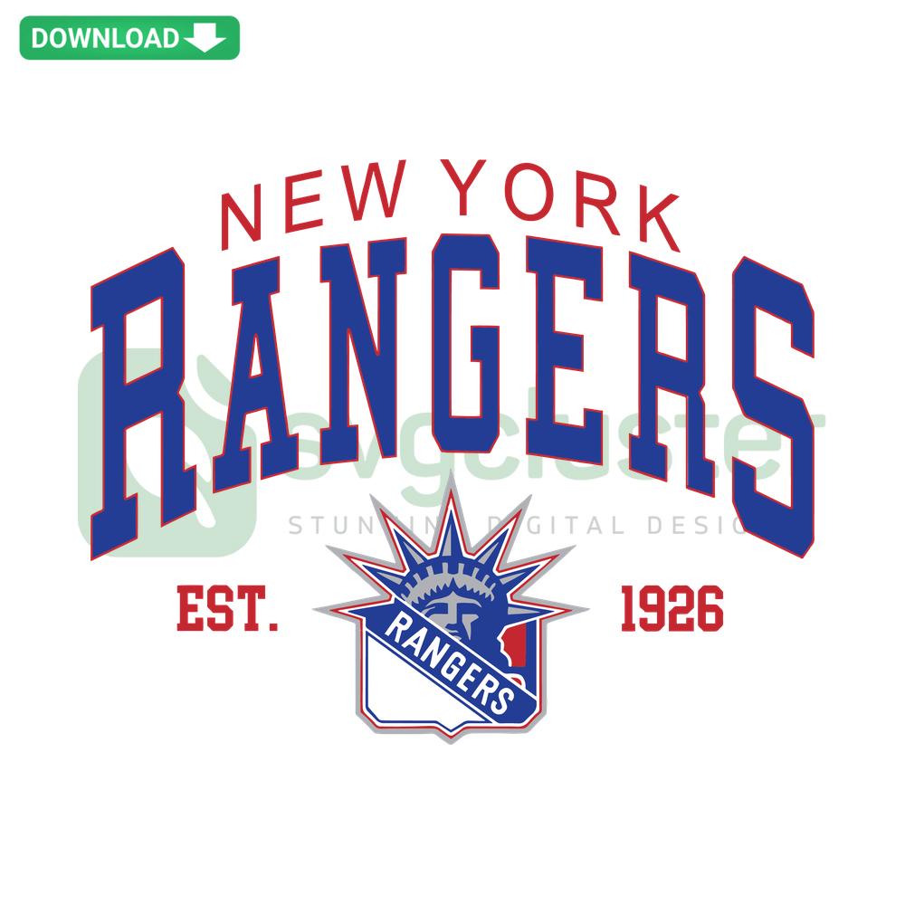 Vintage New York Rangers Hockey Est 1926 SVG, classic logo digital design, instant download sports memorabilia file.