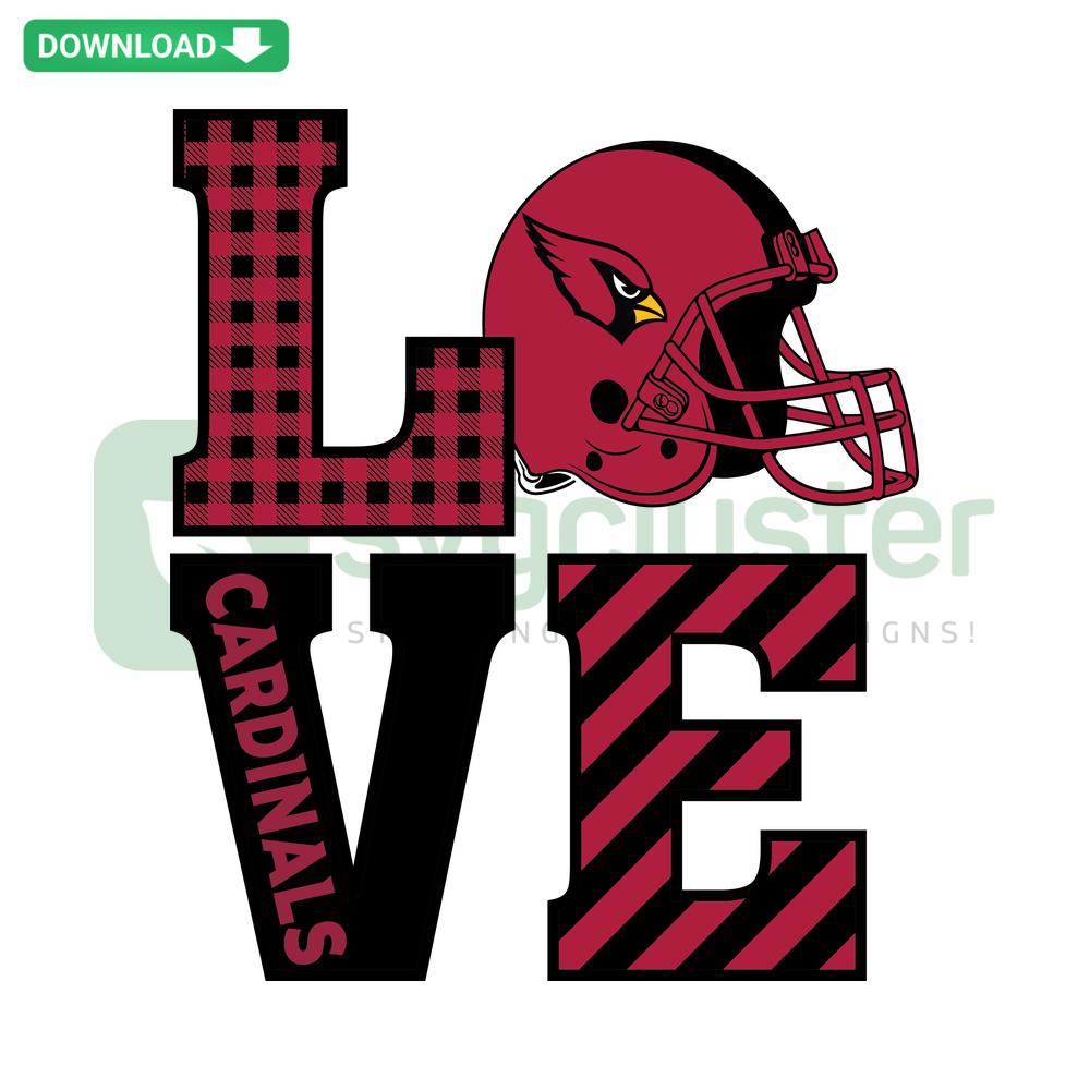 Arizona Cardinals love heart SVG, Cricut & Silhouette compatible digital download, perfect for sports crafts and projects.