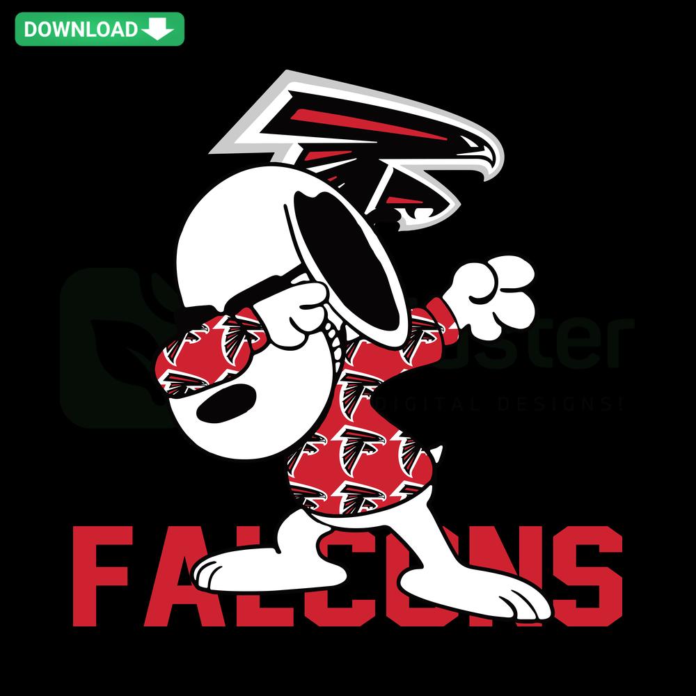 Snoopy Dabbing Atlanta Falcons SVG for T-Shirts - Cartoon Snoopy in Falcons gear performing dab dance move, perfect for merch designs.