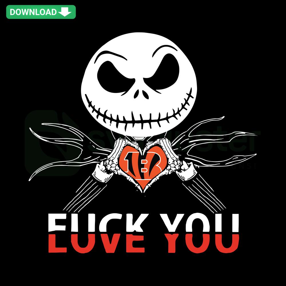Cincinnati Bengals Jack Skellington Halloween SVG featuring skull and team logo, unique design for festive sports fans.