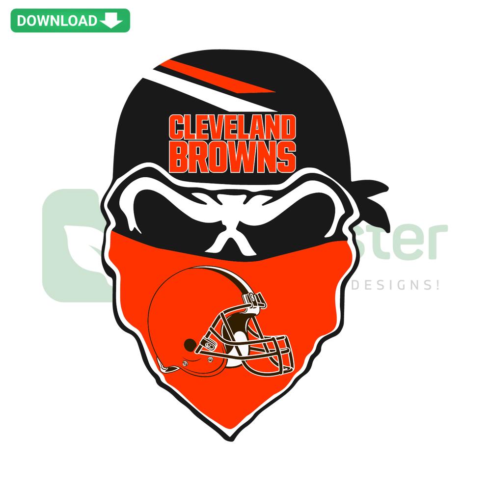 Cleveland Browns Skull SVG Cricut Download: Bold detailed vector graphics featuring Browns-themed skull design for craft projects.