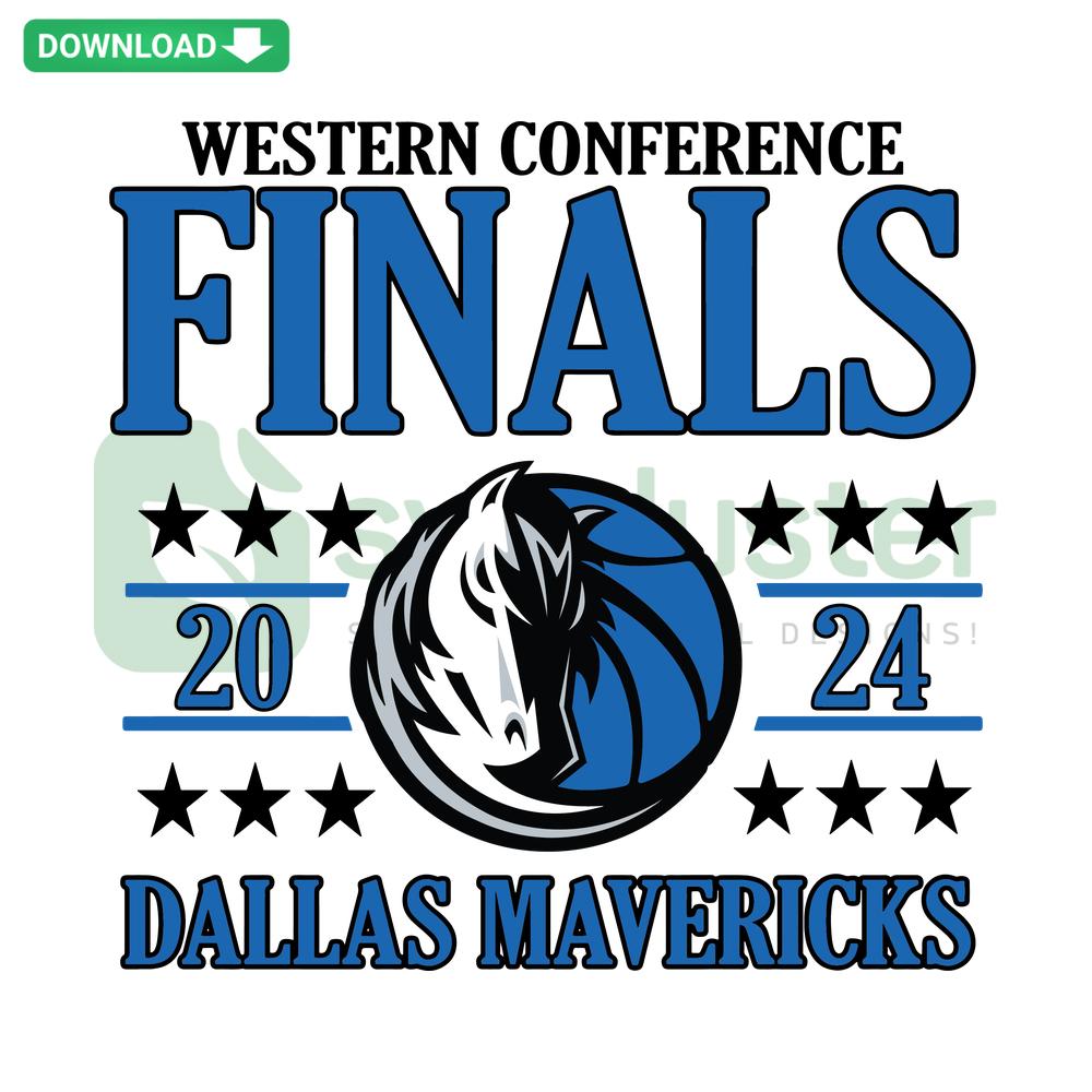 Dallas Mavericks Western Conference Finals 2024 SVG, Vector Design; Includes team logo, basketball elements; Perfect for sports fans.