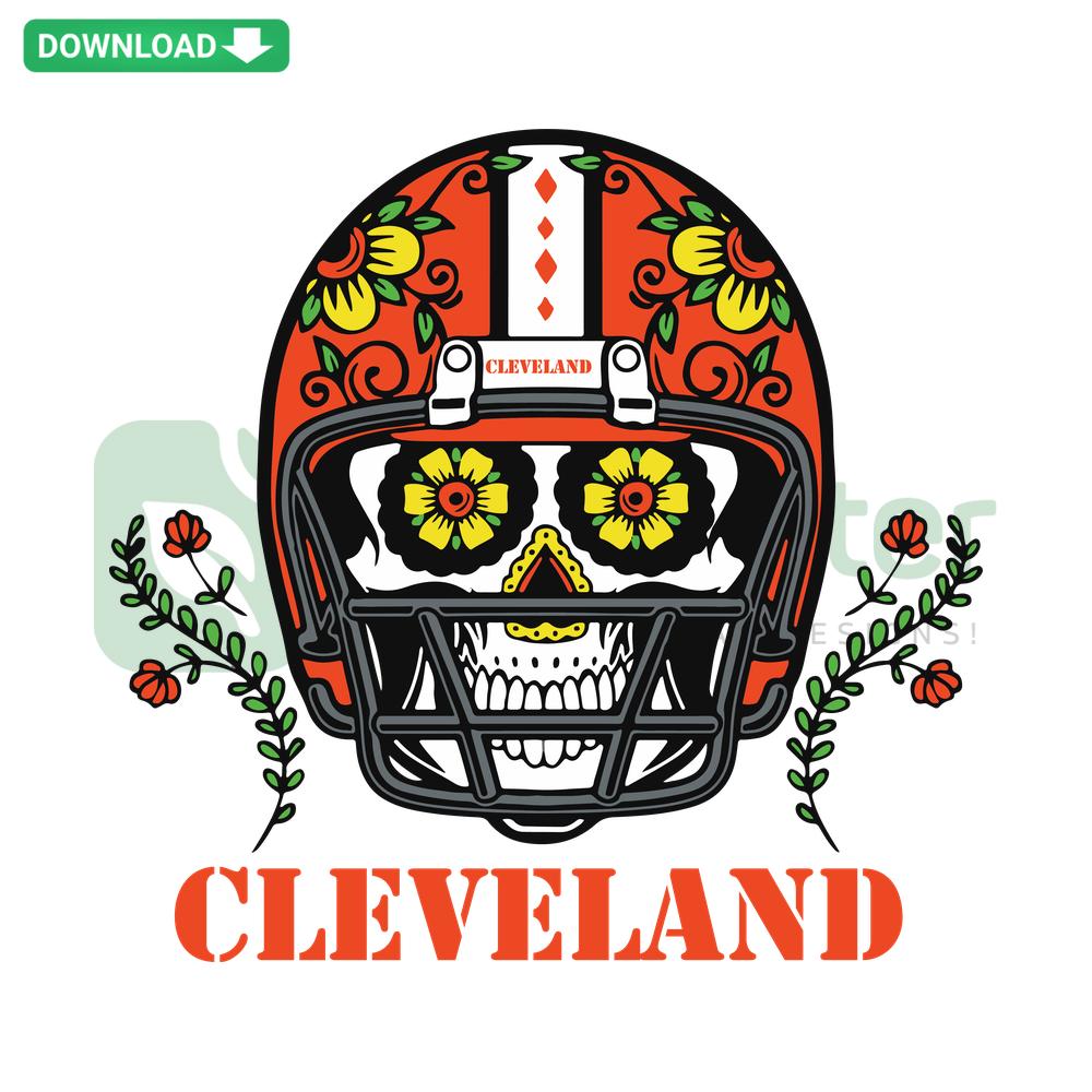 Cleveland Browns Skull Helmet SVG: Premium Vector Graphic with Grinning Skull in Team Helmet Design, Perfect for Fans and Crafters
