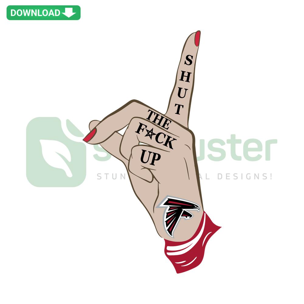 Atlanta Falcons SVG, bold Shut The Fck Up text, vibrant team colors, digital clip art design for sports lovers, instant download.