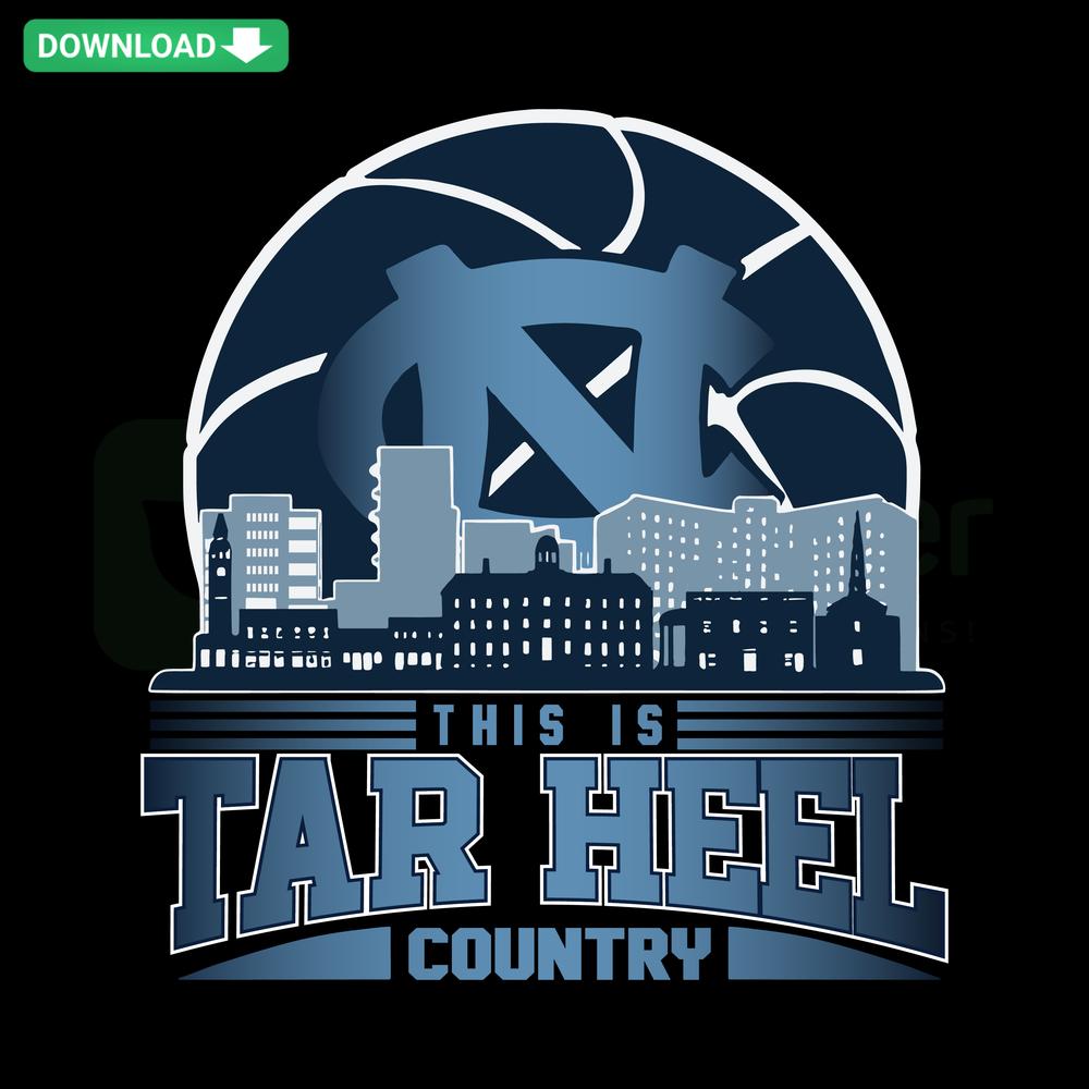 Tar Heel Country Basketball SVG Design, perfect for Cricut/Silhouette, featuring NC pride colors and basketball graphic elements.