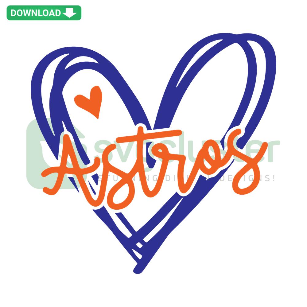 Astros Heart SVG Digital Download, featuring a heart-shaped design with star motifs, perfect for Houston Astros fans, SVGCluster asset.