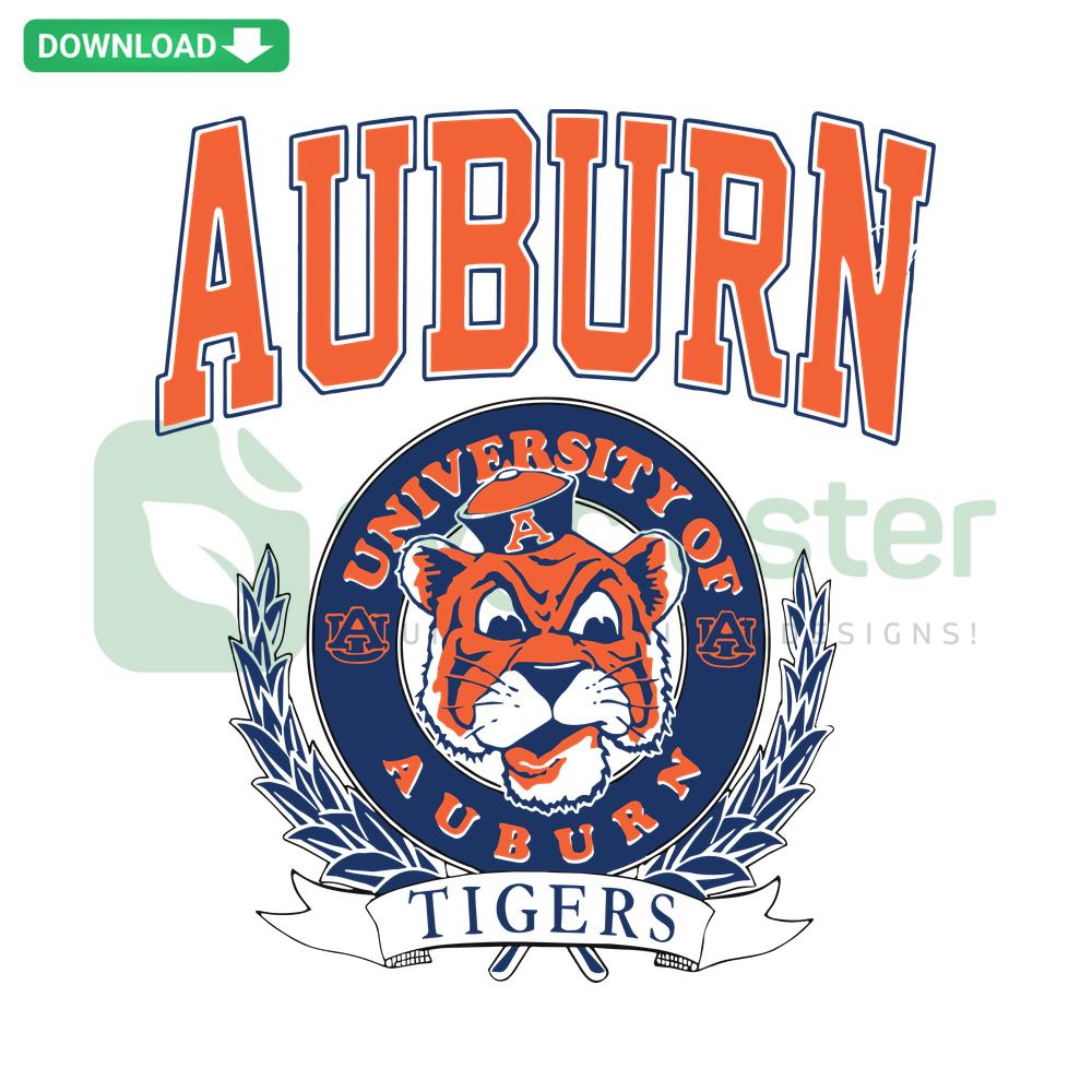 Vintage NCAA Auburn Tigers Football SVG design, featuring team colors and logo. Ideal for crafting and DIY digital projects.