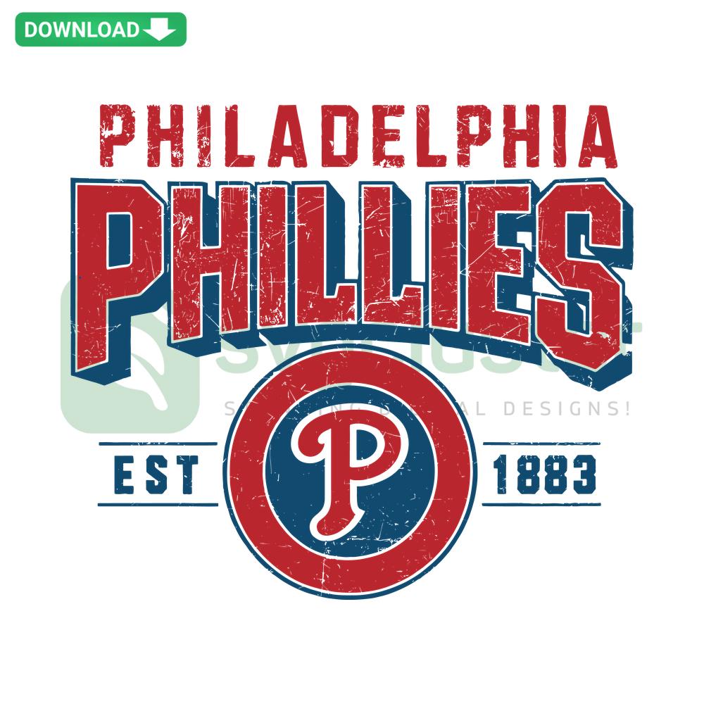 Retro Philadelphia Phillies 1883 SVG: Vintage baseball logo design, digital print file, ideal for DIY crafts and apparel customization.