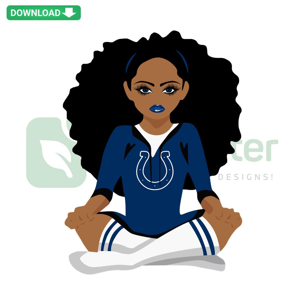 Indianapolis Colts Black Girl SVG, silhouette design for Cricut, featuring a girl with Colts logo. Instant download.