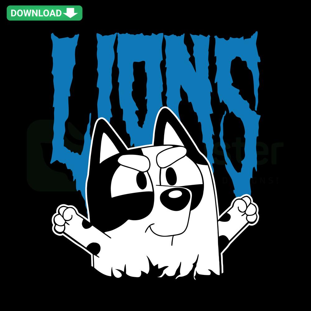 Bluey Muffin Detroit Lions NFL SVG, digital download with cute character, SVG design resources for crafting fans.