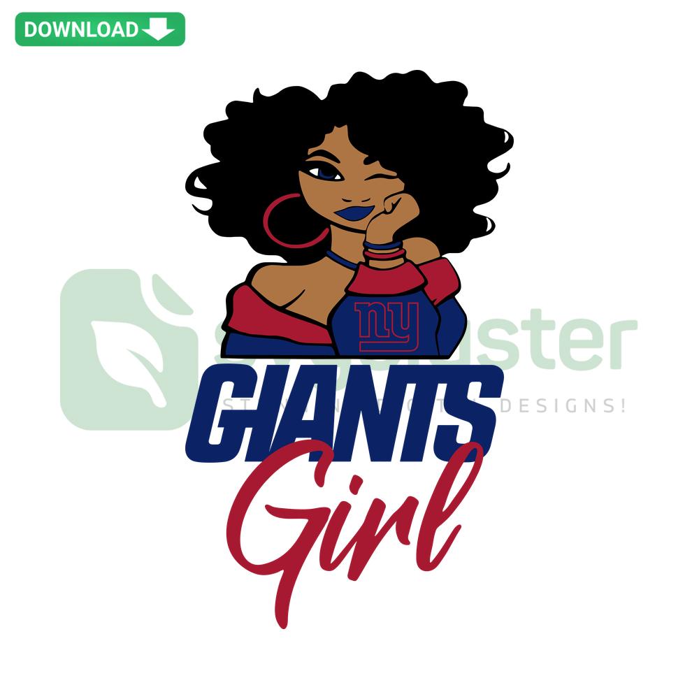 Giants Girl SVG Design: Cute girl in Giants-themed attire, customizable SVG digital download, editable vector file for crafts.