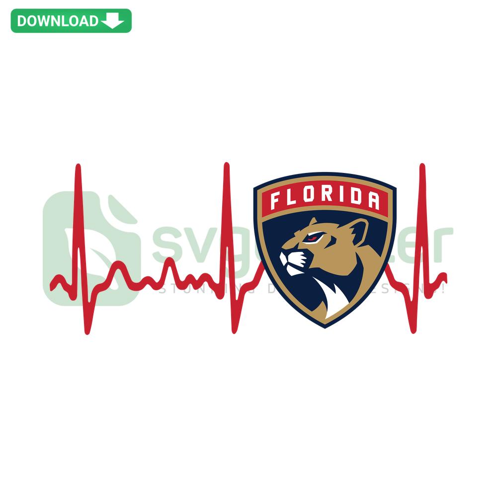 Florida Panthers Heartbeat Hockey 2024 SVG: Bold team logo blends with heartbeat line in this dynamic, downloadable SVG design.