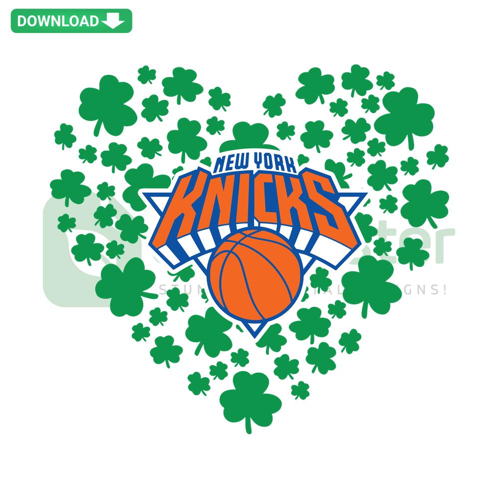Clover Leaf St Patrick Day New York Knicks SVG, Celtic-inspired craft pattern, perfect for festive DIY projects.
