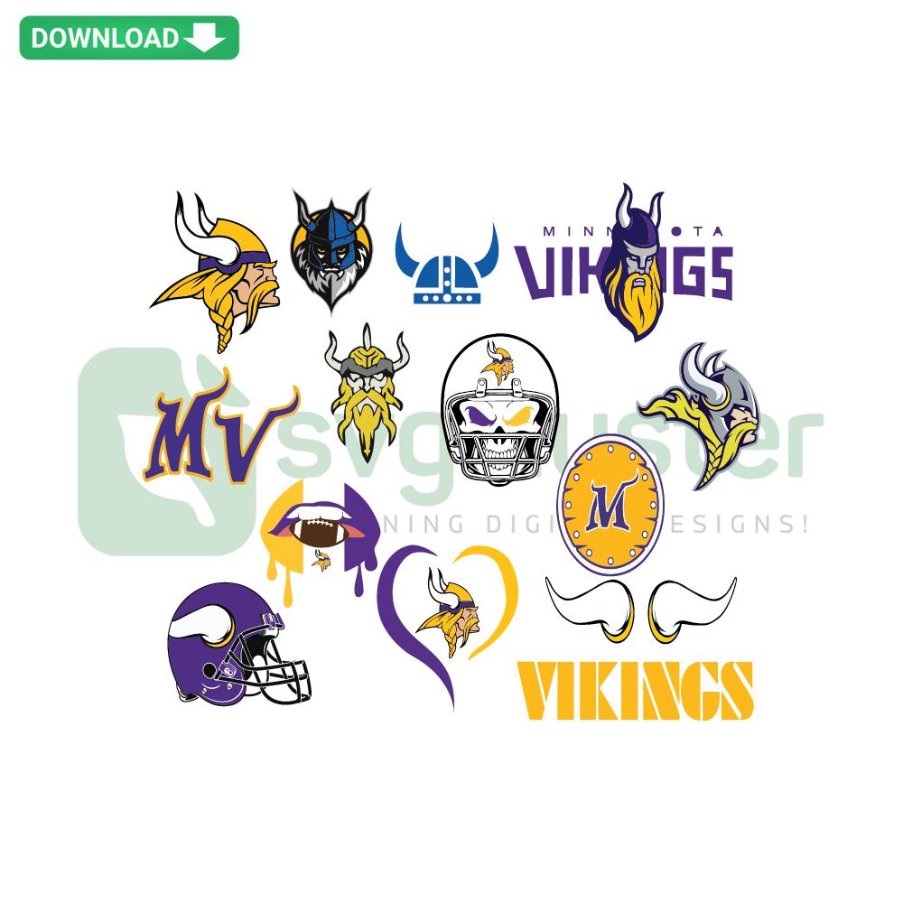NFL Minnesota Vikings Bundle SVG - Commercial Use, Includes Multiple SVG Files, Team Logo & Elements for Crafting Projects.