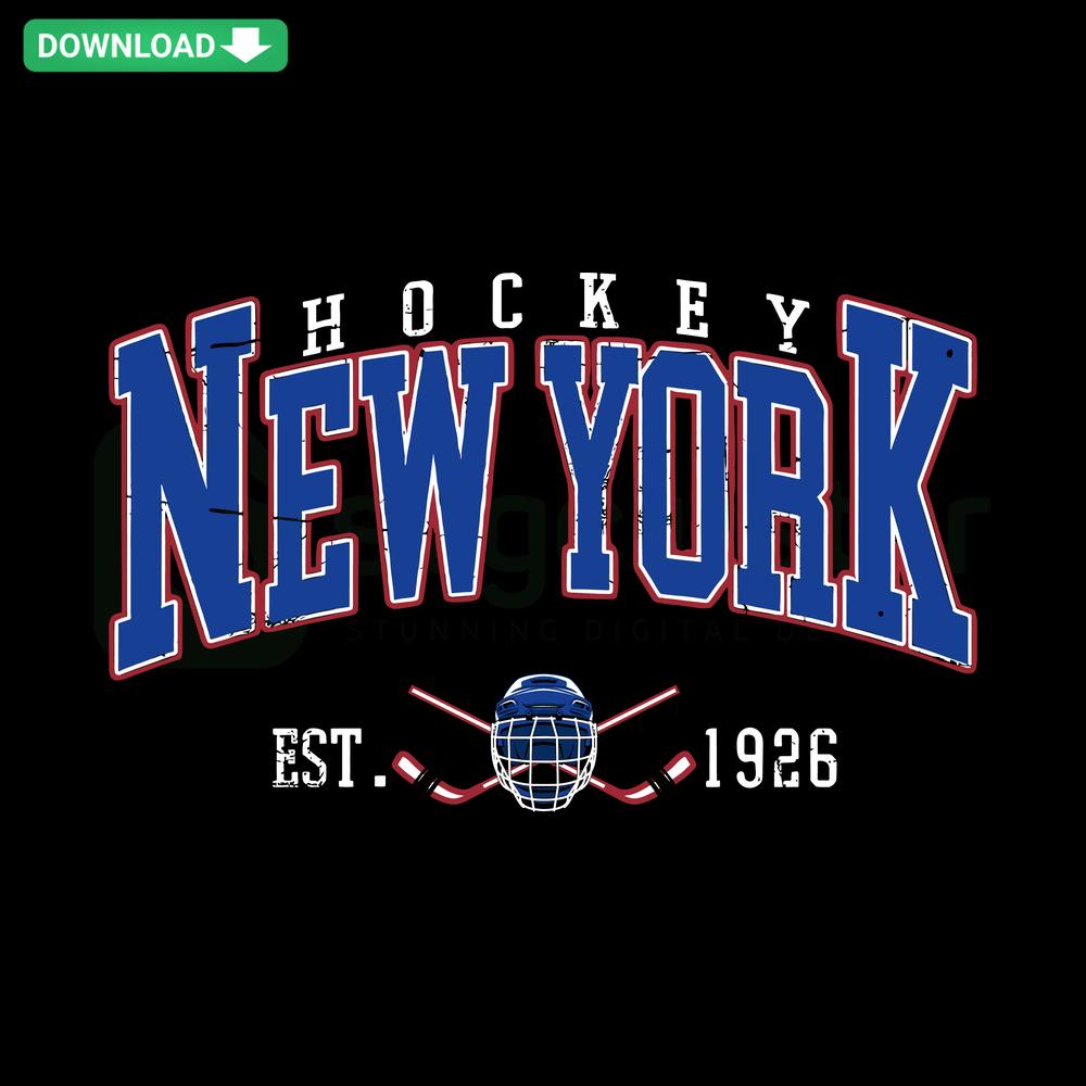 Vintage New York Hockey 1926 NHL Team SVG, digital download featuring classic jersey design; high-quality vector files.