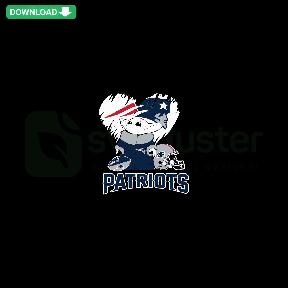Baby Yoda holding New England Patriots logo, SVG Clip Art, perfect for fans. Star Wars meets NFL in original digital design.