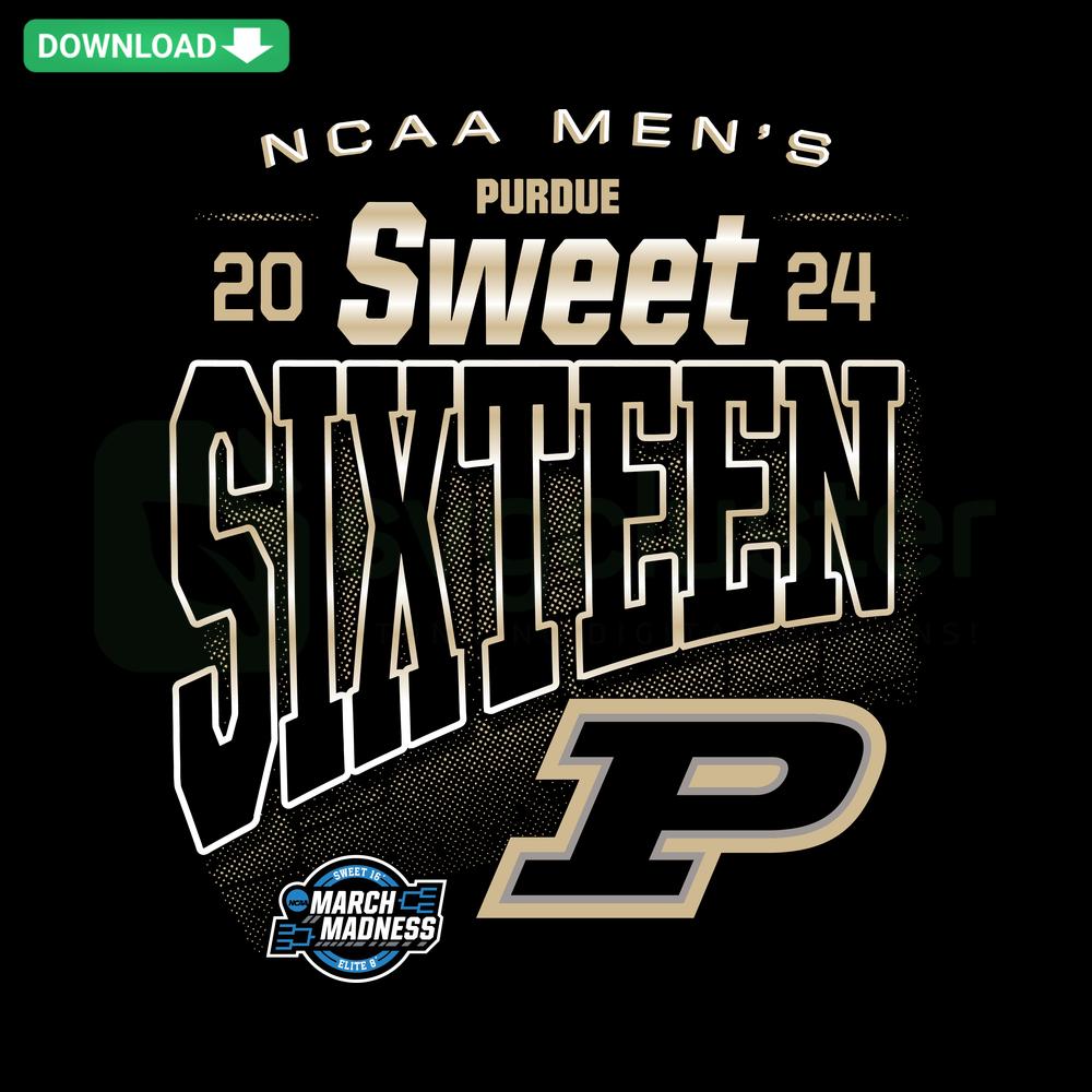 Sweet Sixteen Purdue Boilermakers 2024 SVG, Instant Download, College Basketball Design, Black and Gold Team Graphics