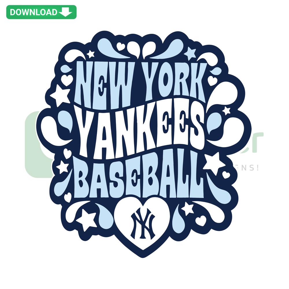 Heart-shaped New York Yankees logo SVG, ideal for MLB fans and designers, digital download, premium quality vector files.
