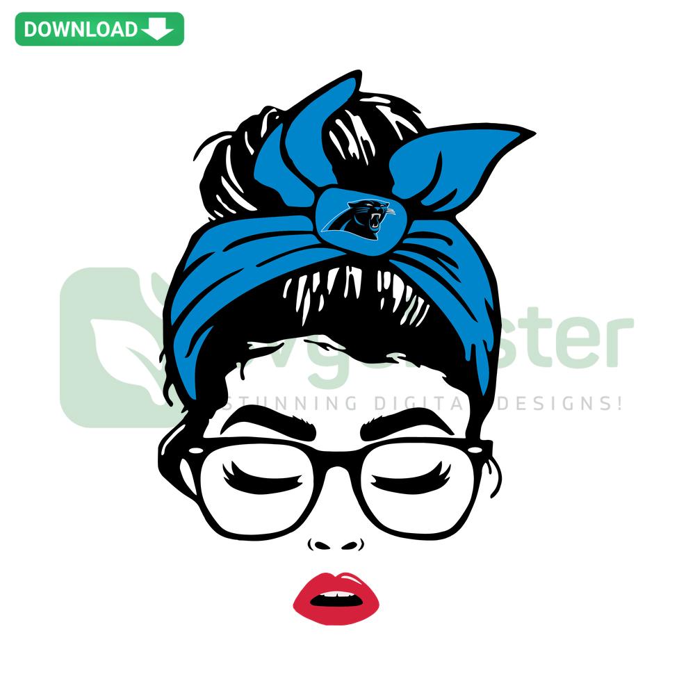 Carolina Panthers Messy Bun SVG featuring team logo and patterns, ideal for football crafts and DIY projects.