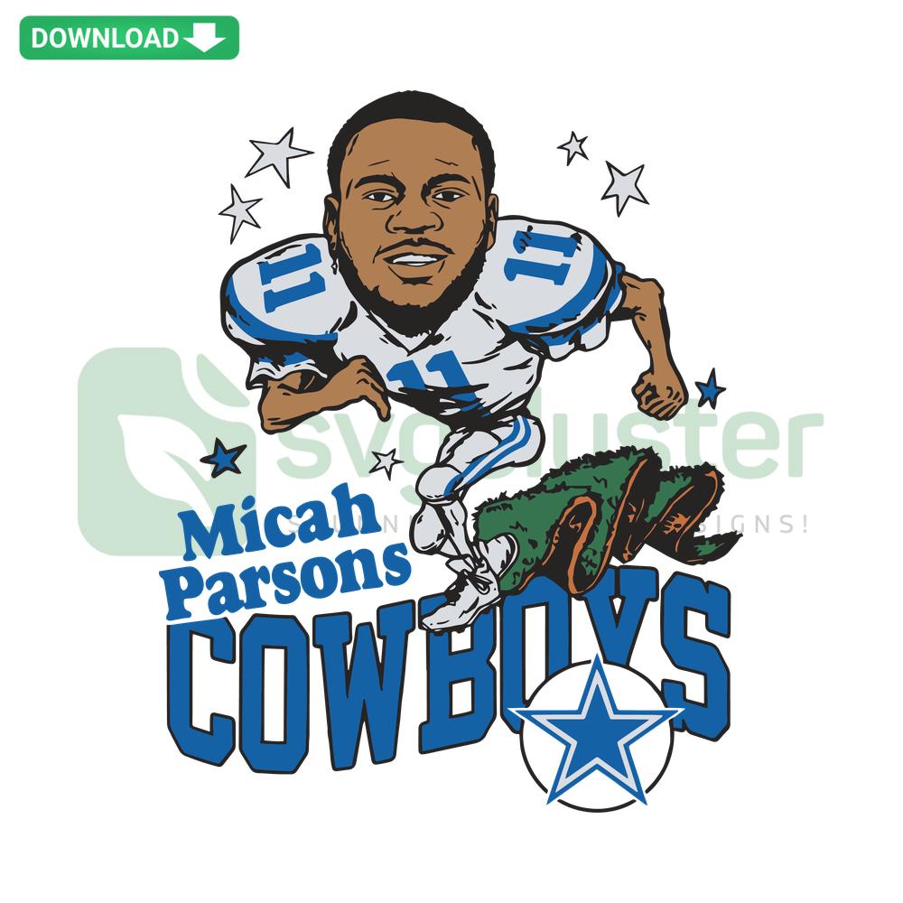 Micah Parsons SVG with Dallas Cowboys logo, perfect for commercial digital designs and crafting projects.