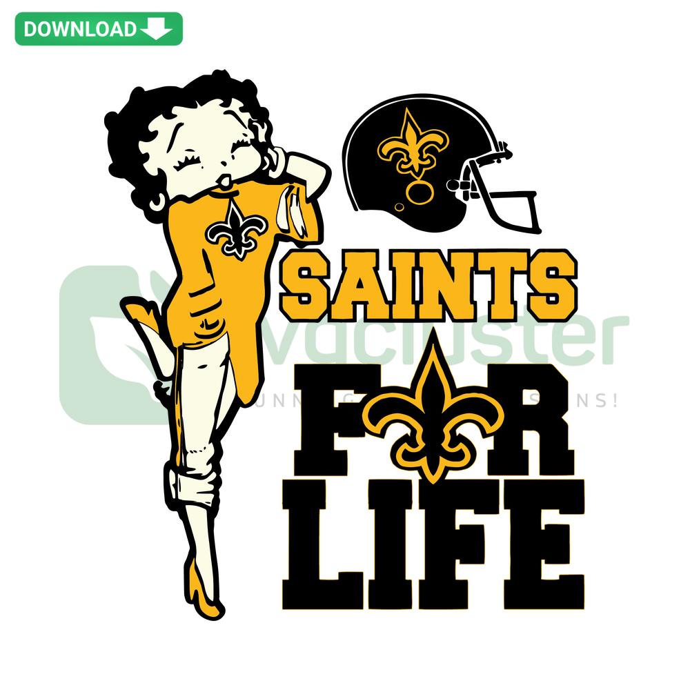 Betty Boop SVG Cricut Download: Saints For Life, ideal for wall art; vivid cartoon design featuring iconic character.