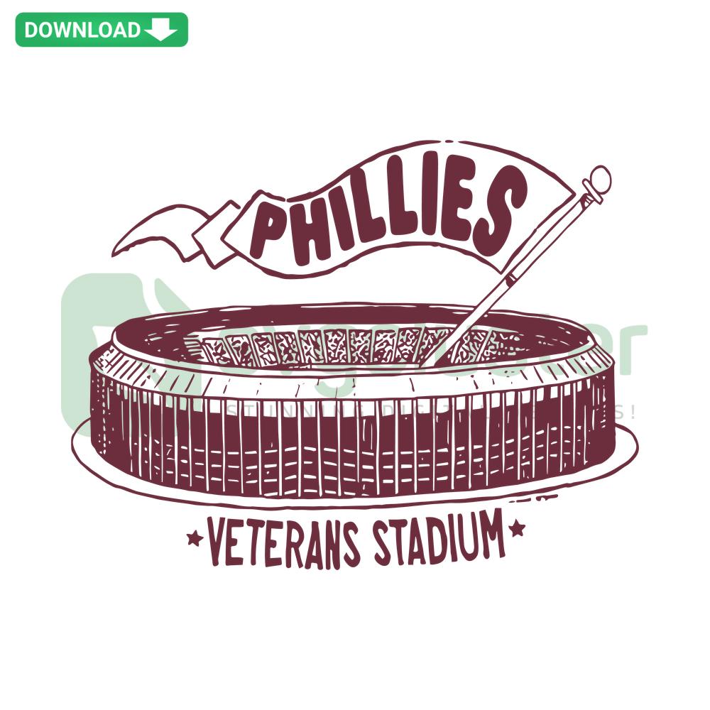 Philadelphia Phillies Veterans Stadium SVG, editable digital file for Cricut, featuring iconic stadium design, perfect for baseball fan crafts.