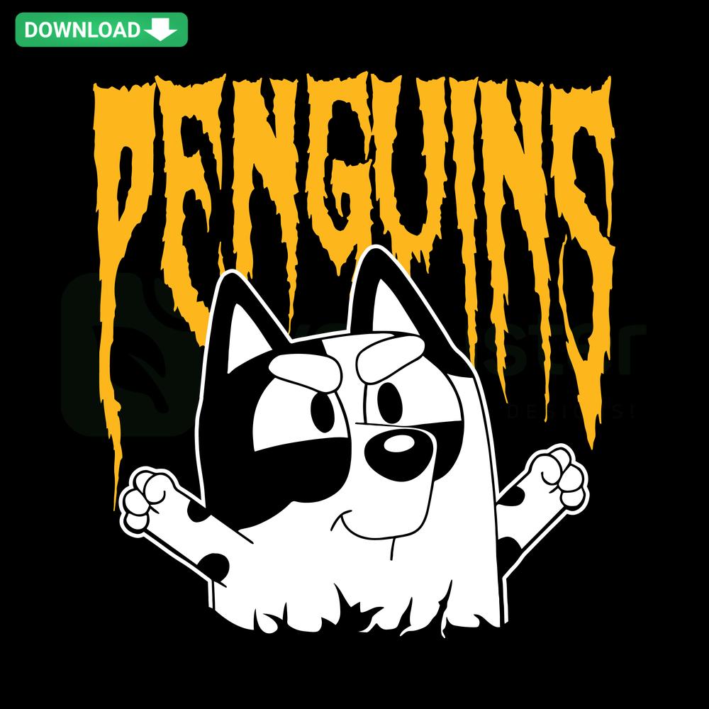 Bluey Muffin Pittsburgh Penguins NHL SVG, high-resolution digital download, featuring adorable Bluey in penguins gear.