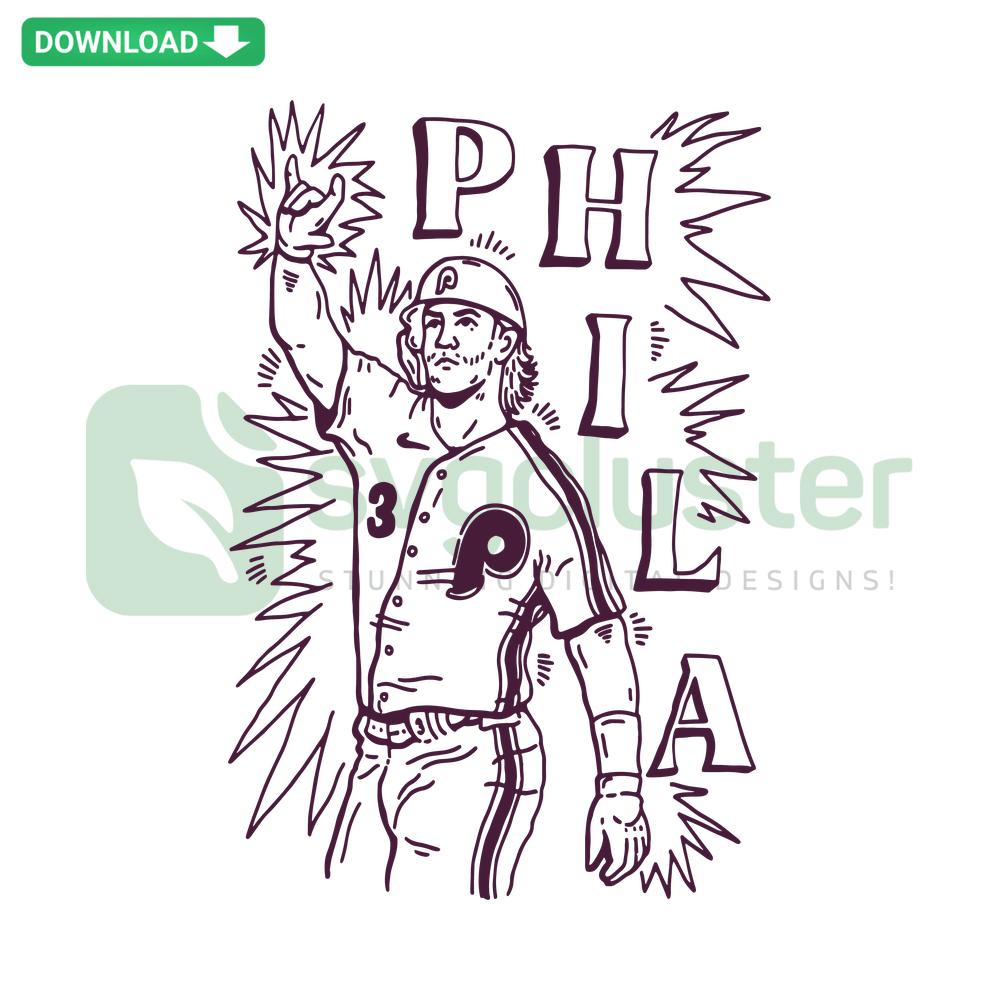 Bryce Harper Phillies Baseball SVG Clip Art, Digital Download, Phillies Logo, Harper Silhouette, MLB SVG файлы, спортивный дизайн